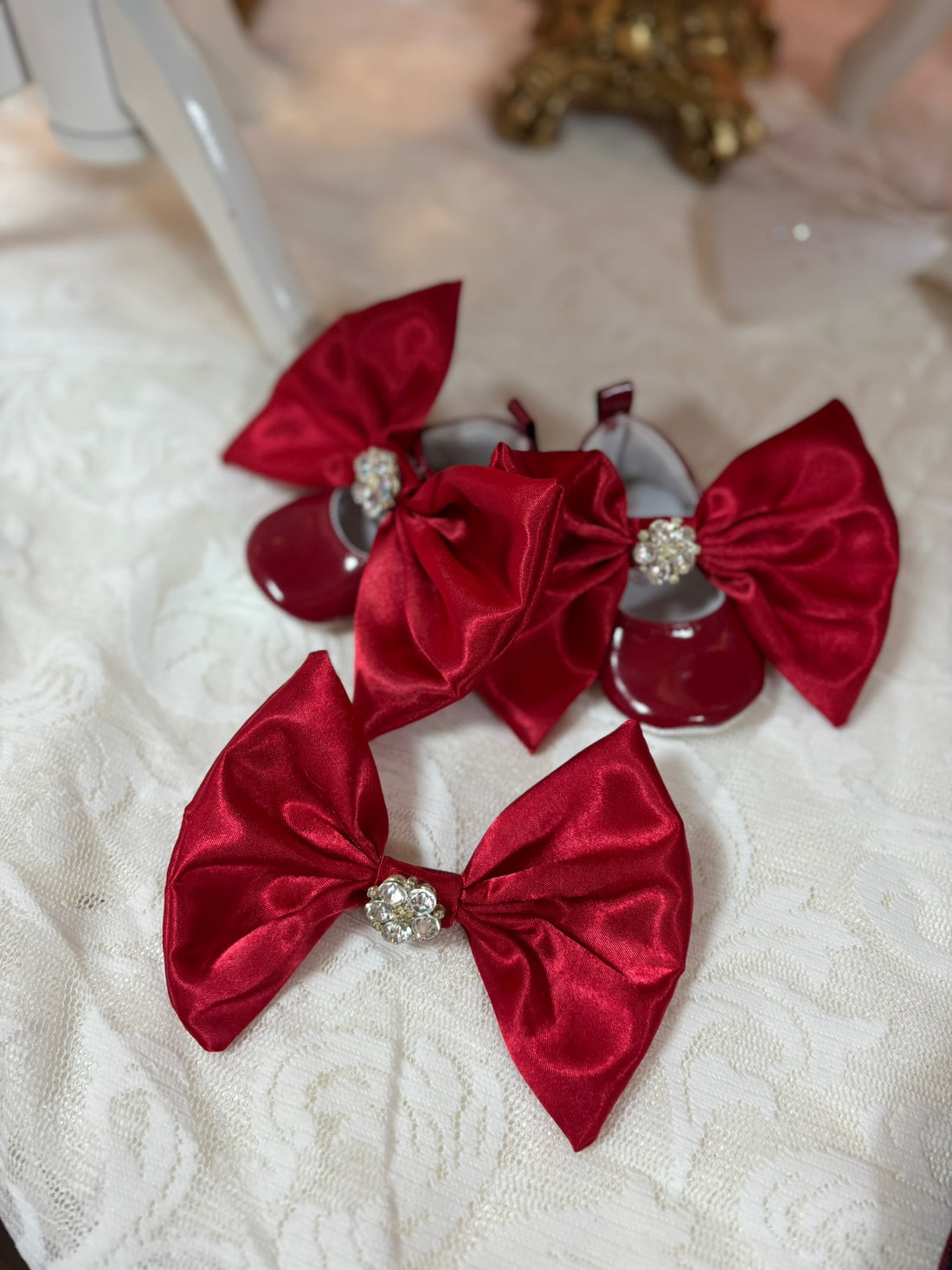 Baby red hair bow and shoes