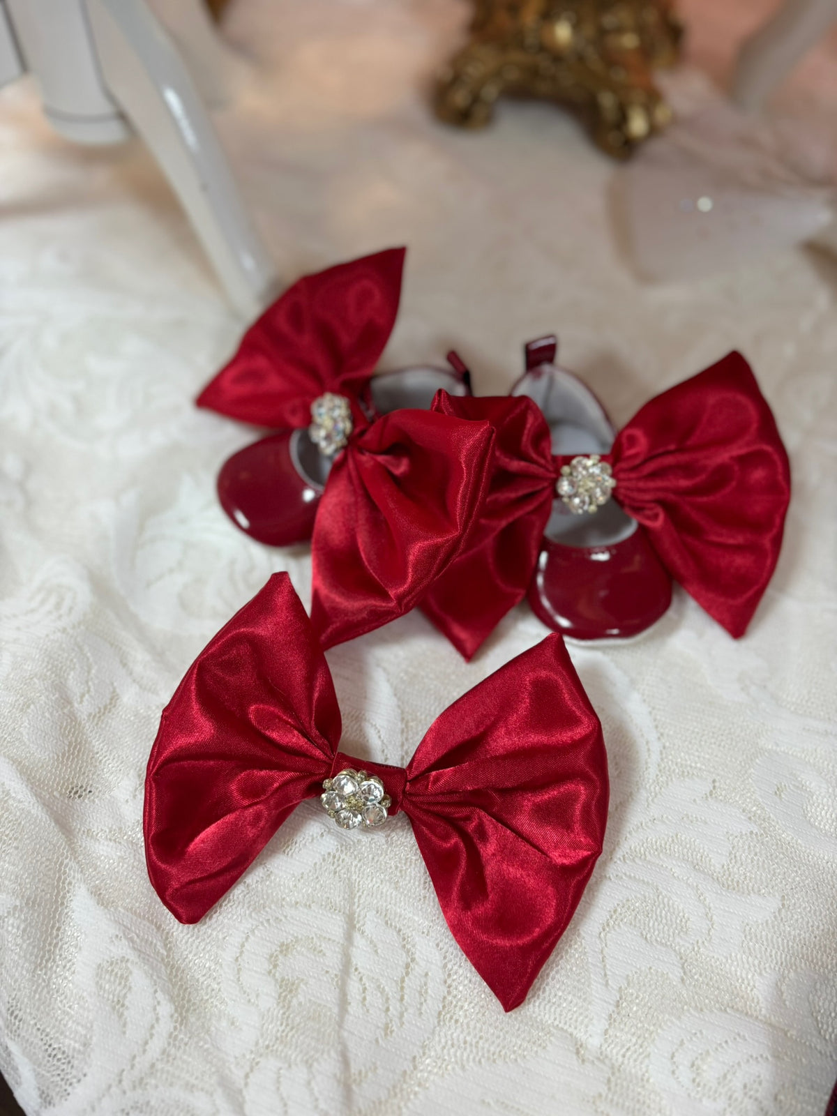 Baby red hair bow and shoes