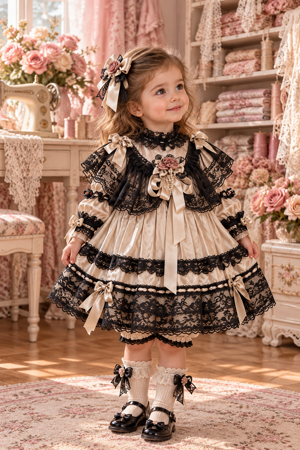 Mydiara Victorian baby and girl dress and bonnet