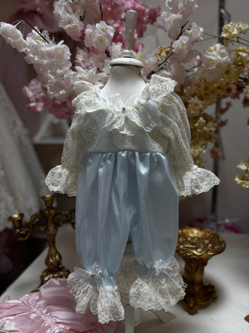 blue silk baby jumpsuit
