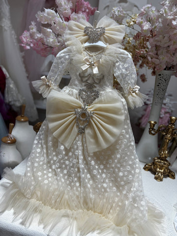 Lace baby gown and hair bow