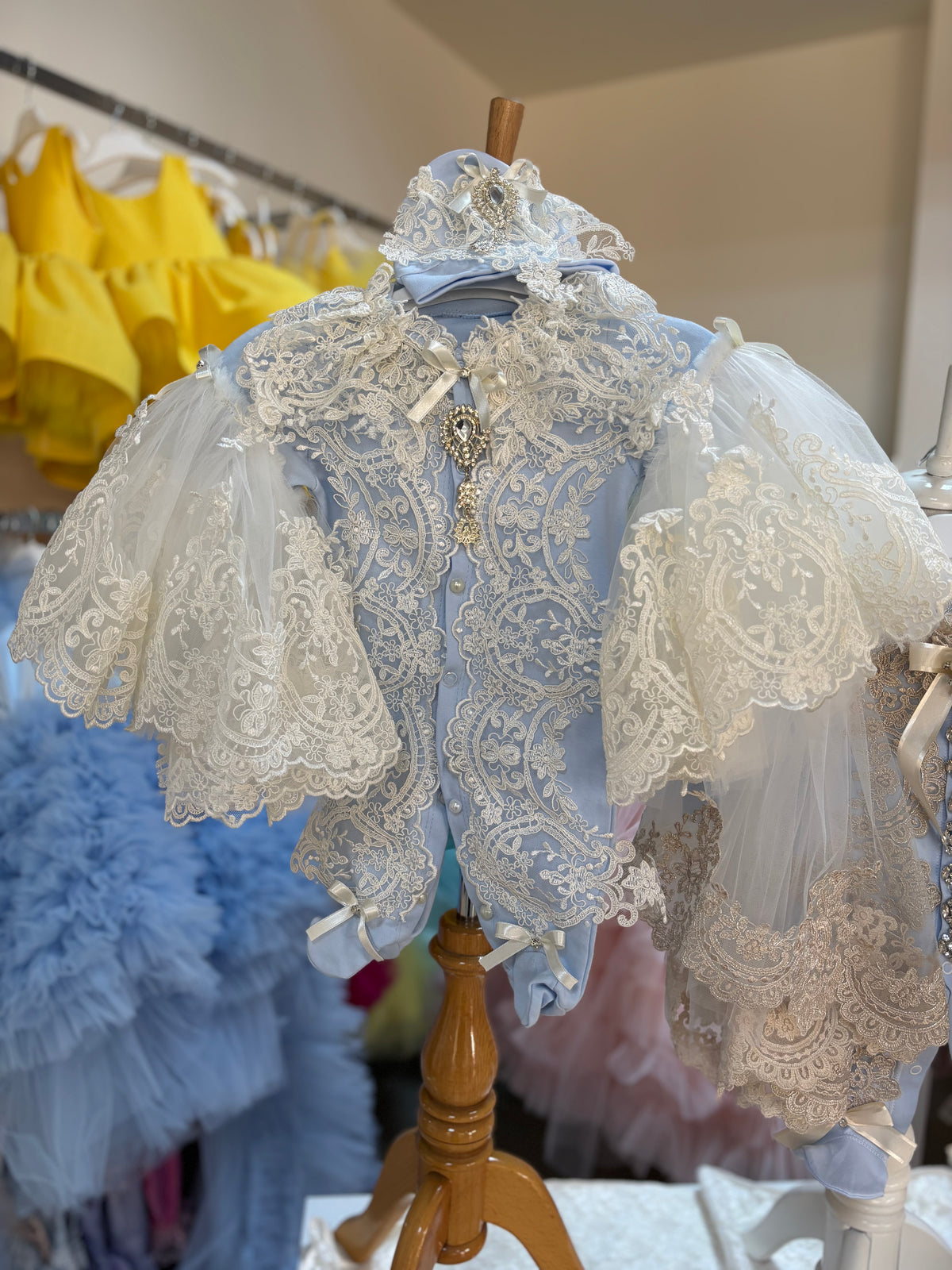 Blue baby romper  and hat