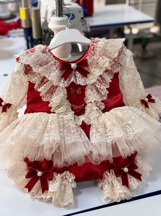 Red coton fabric romper