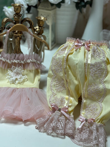 Yellow and pink Baby girl Two pieces outfit