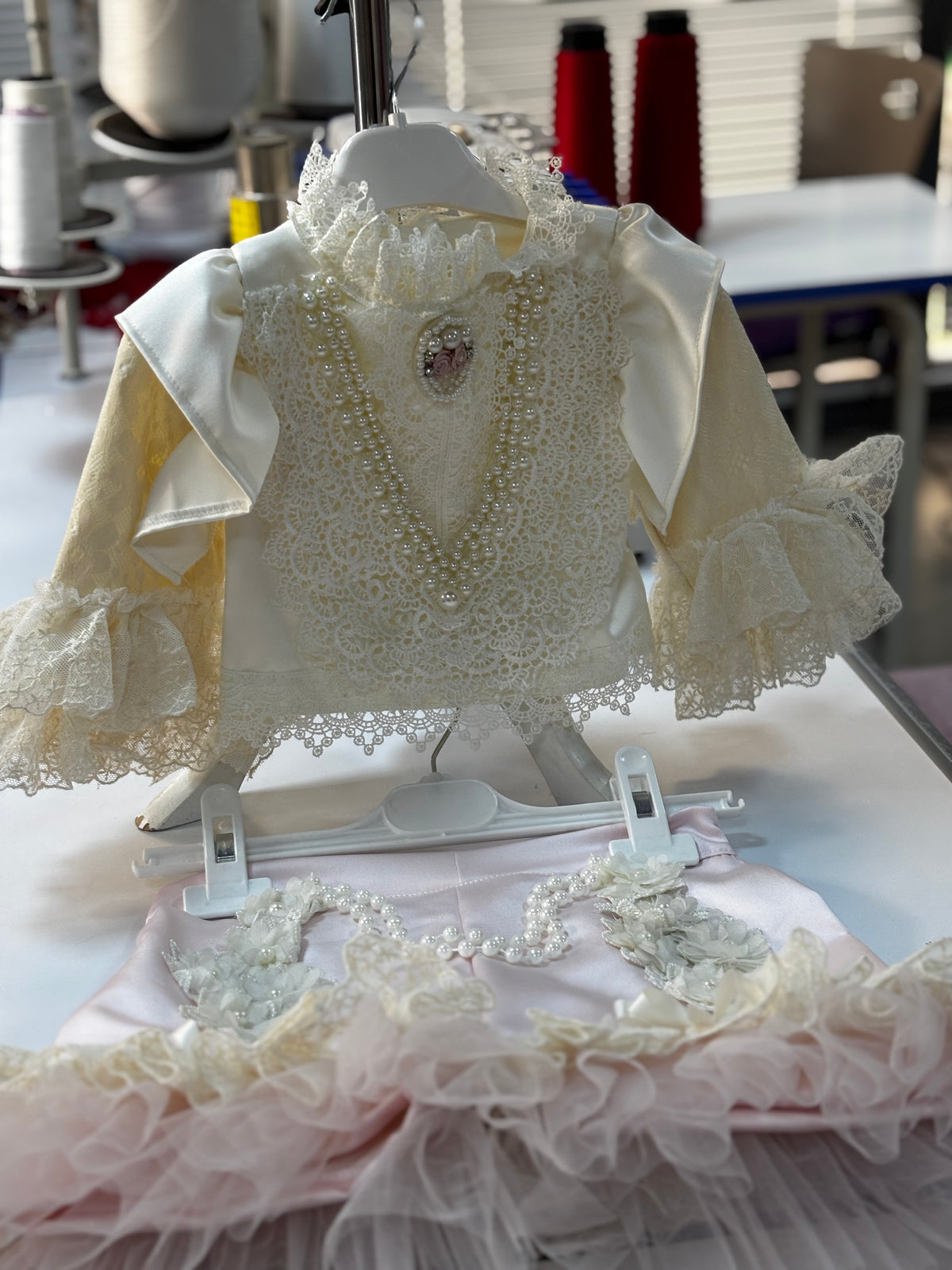 Cream pink holiday two pieces outfıt