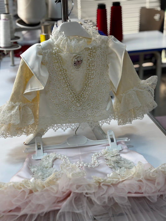 Cream pink holiday two pieces outfıt