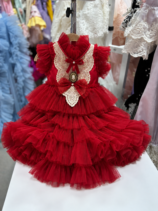 Red long holiday dress