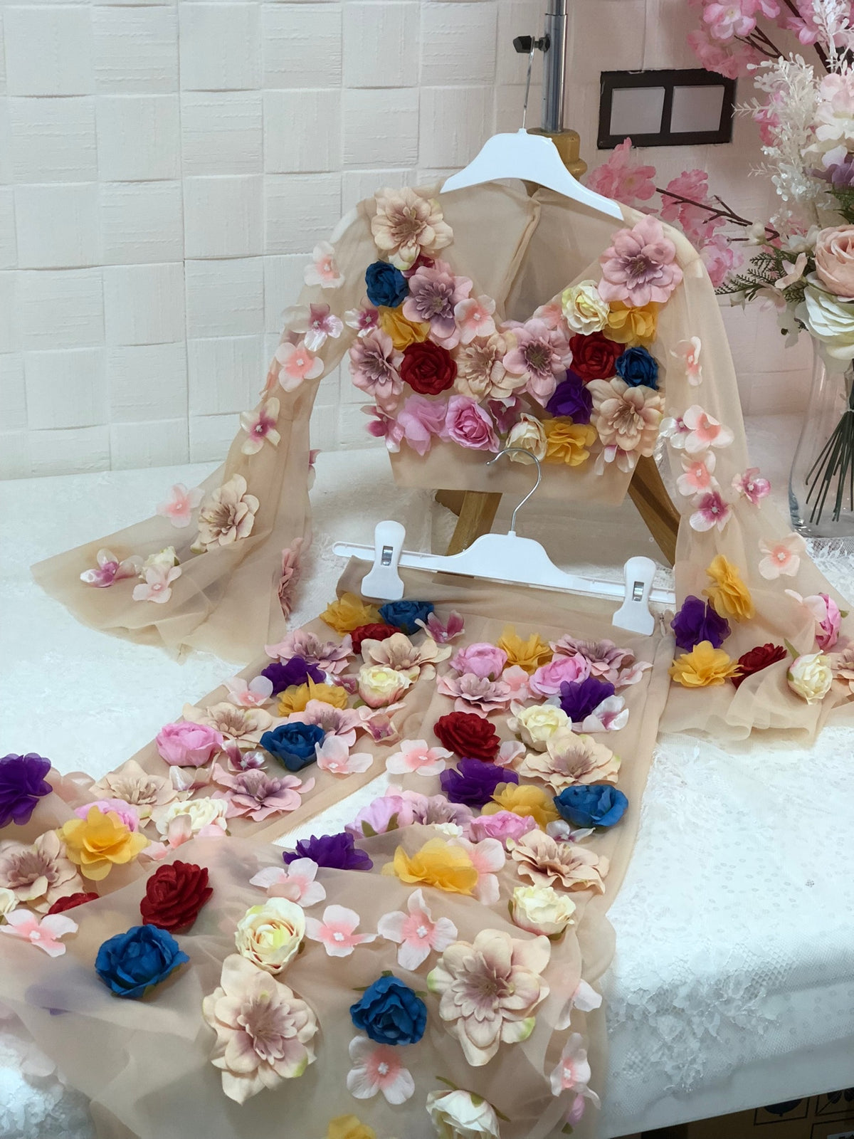 Flowers girl tulle two pieces outfits