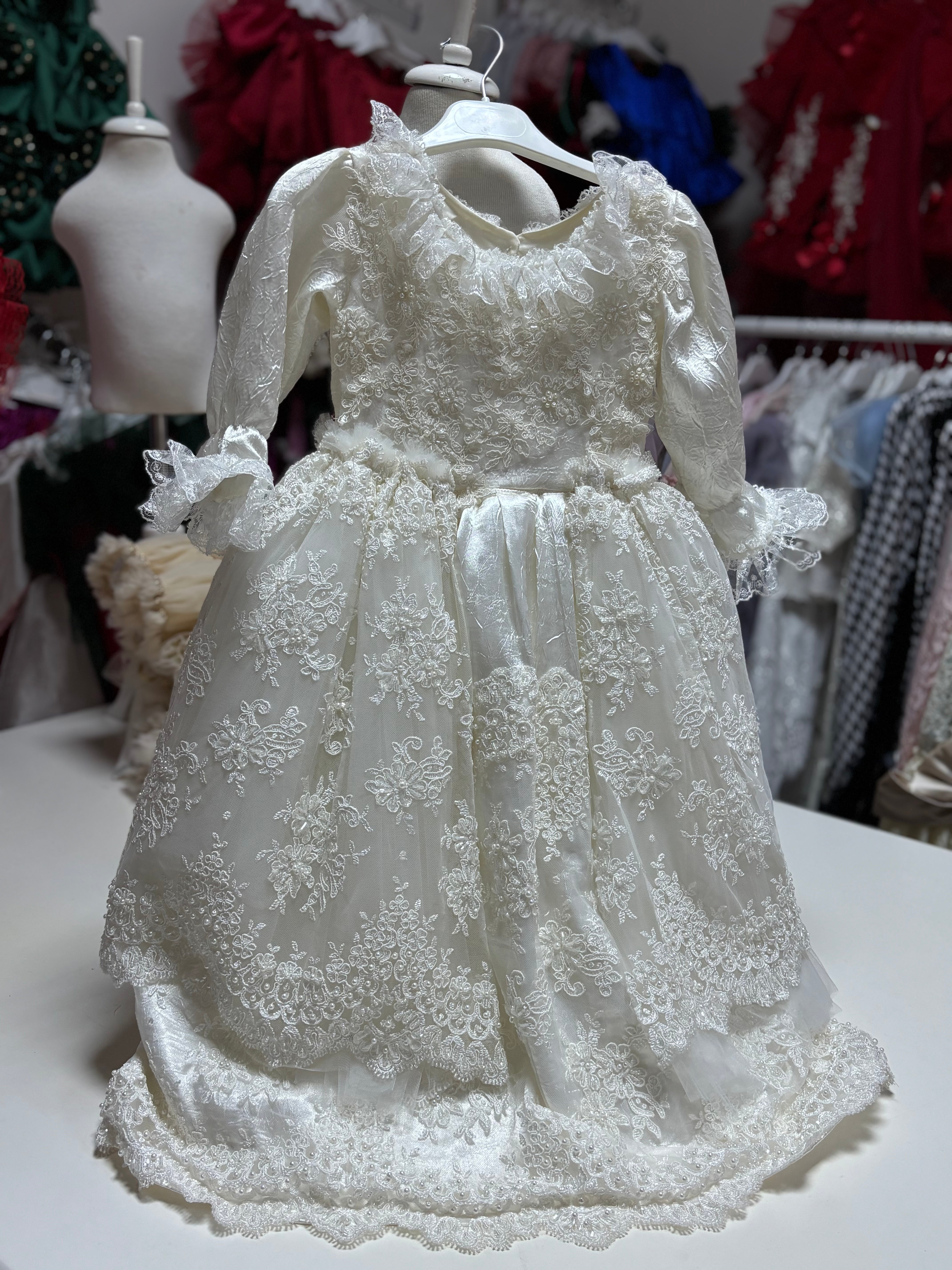 Girl Gown Pearl Aplique