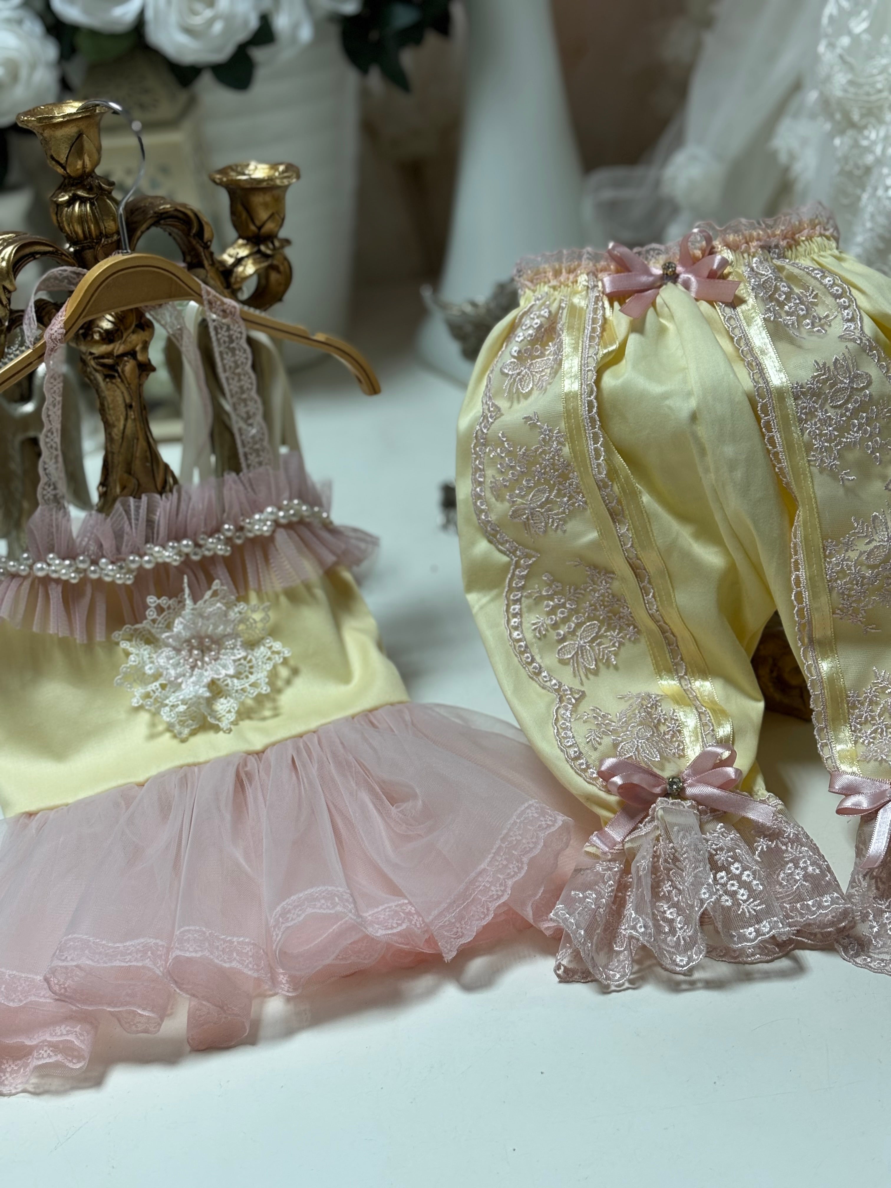 Yellow and pink Baby girl Two pieces outfit