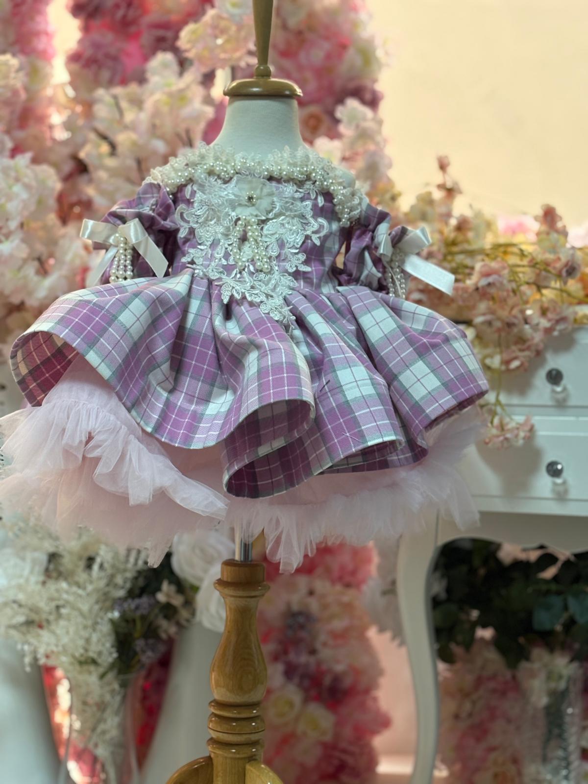 Pink Plain Girl Holiday Puffy Dresses