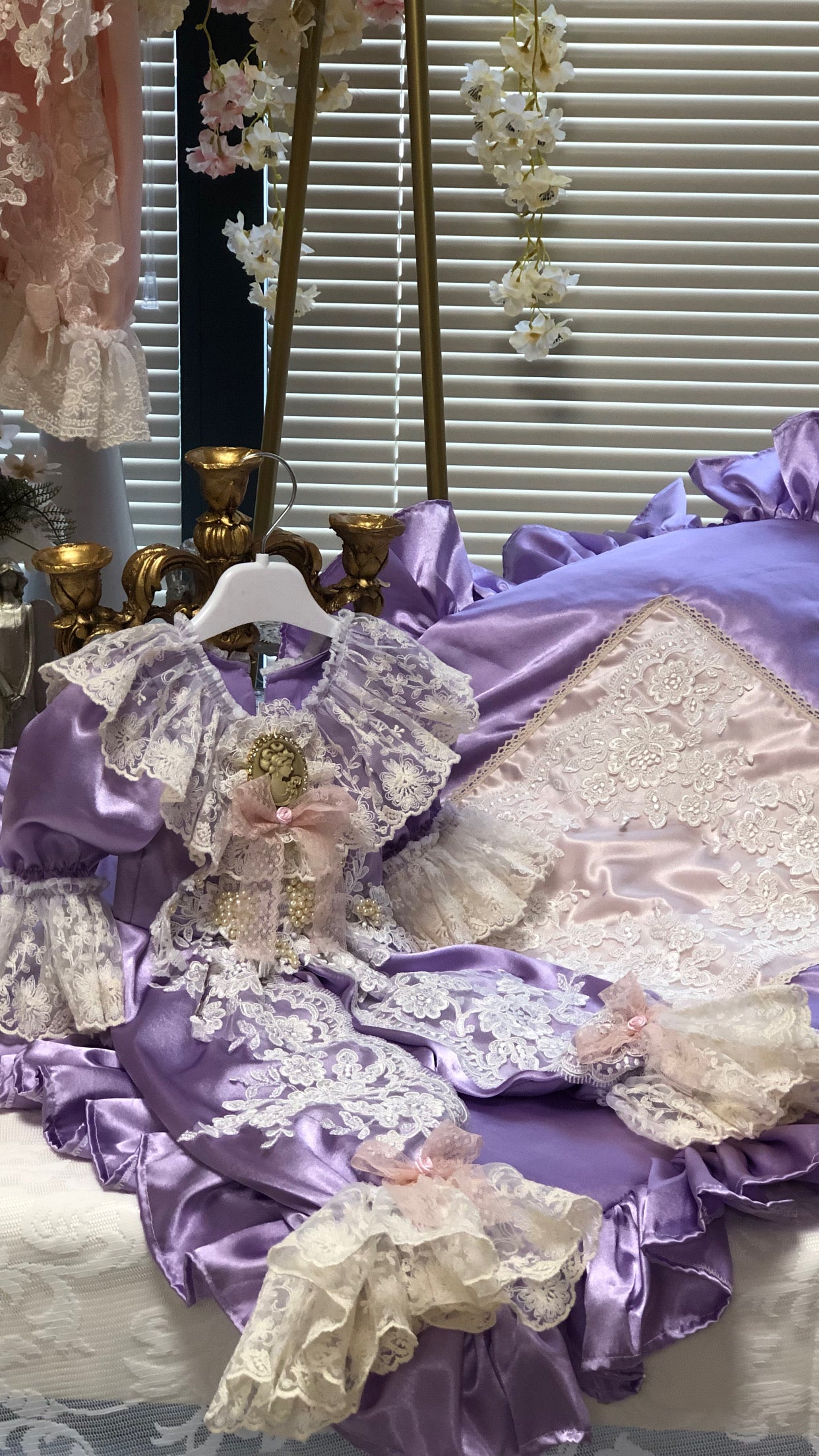 Lilac Baby Newborn Infant Jumpsuit Bonnet And Blankent Set