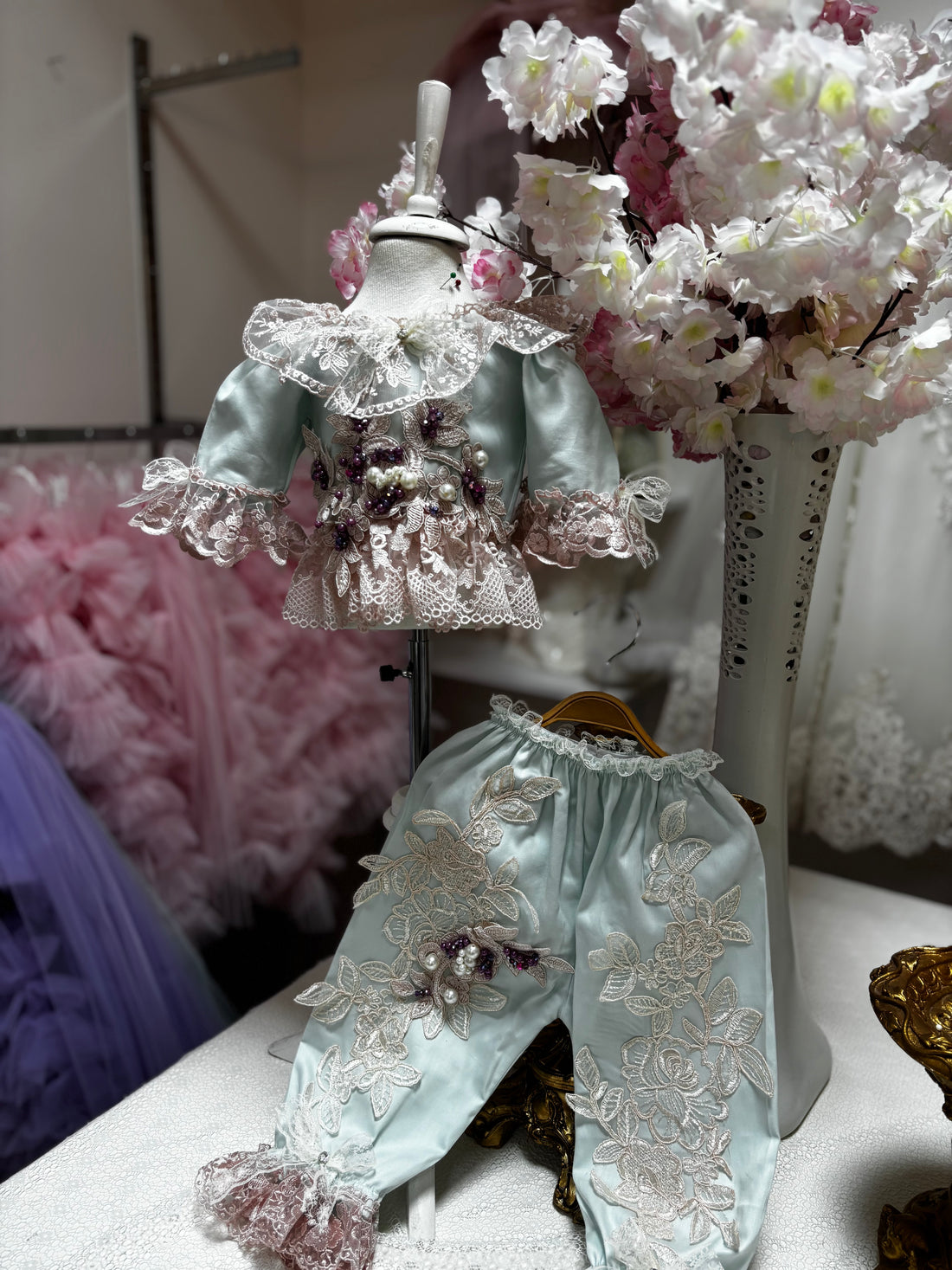 mint pearl coton fabric