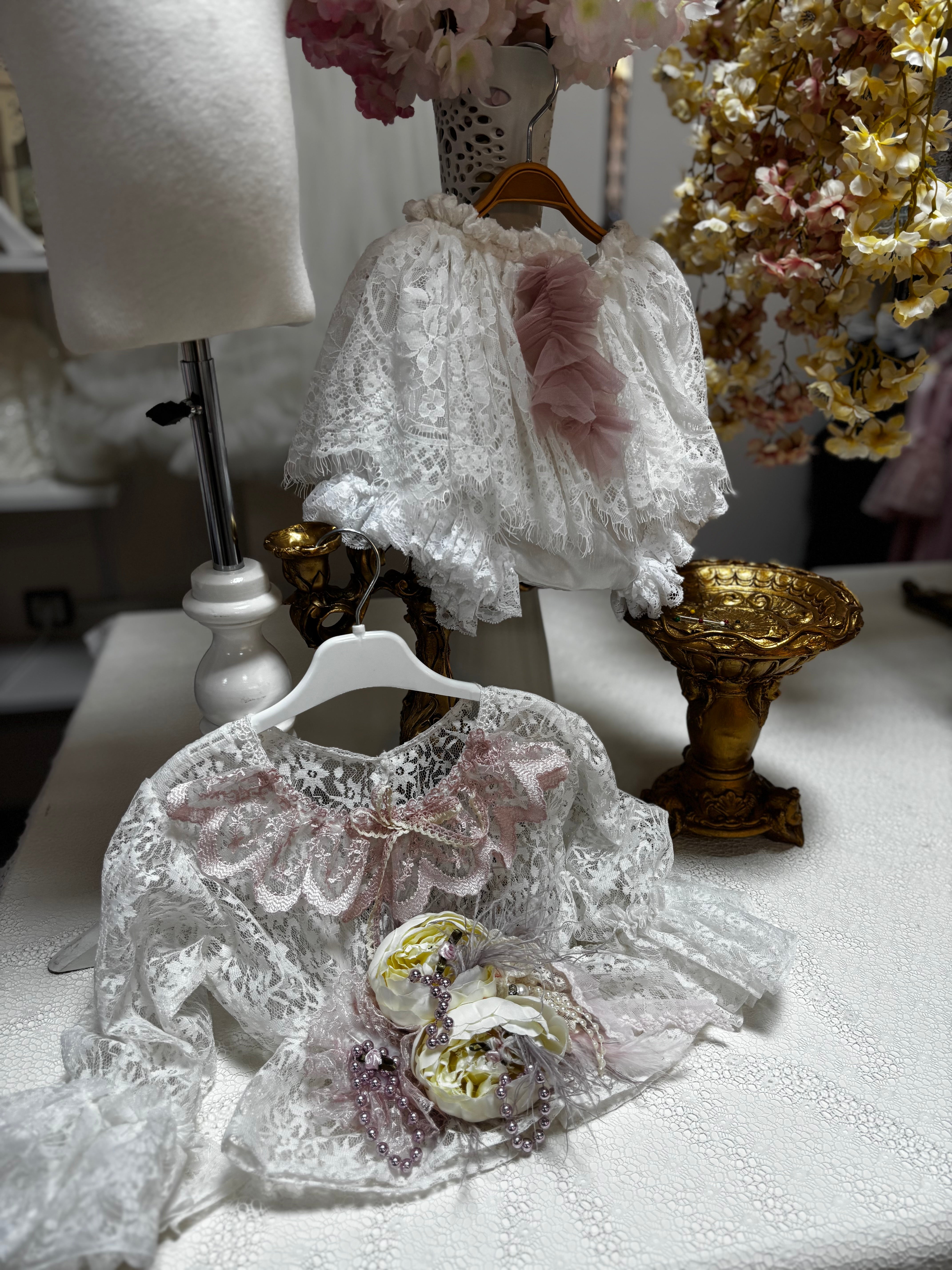tulle lace fabric girl two pcs outfit 4t