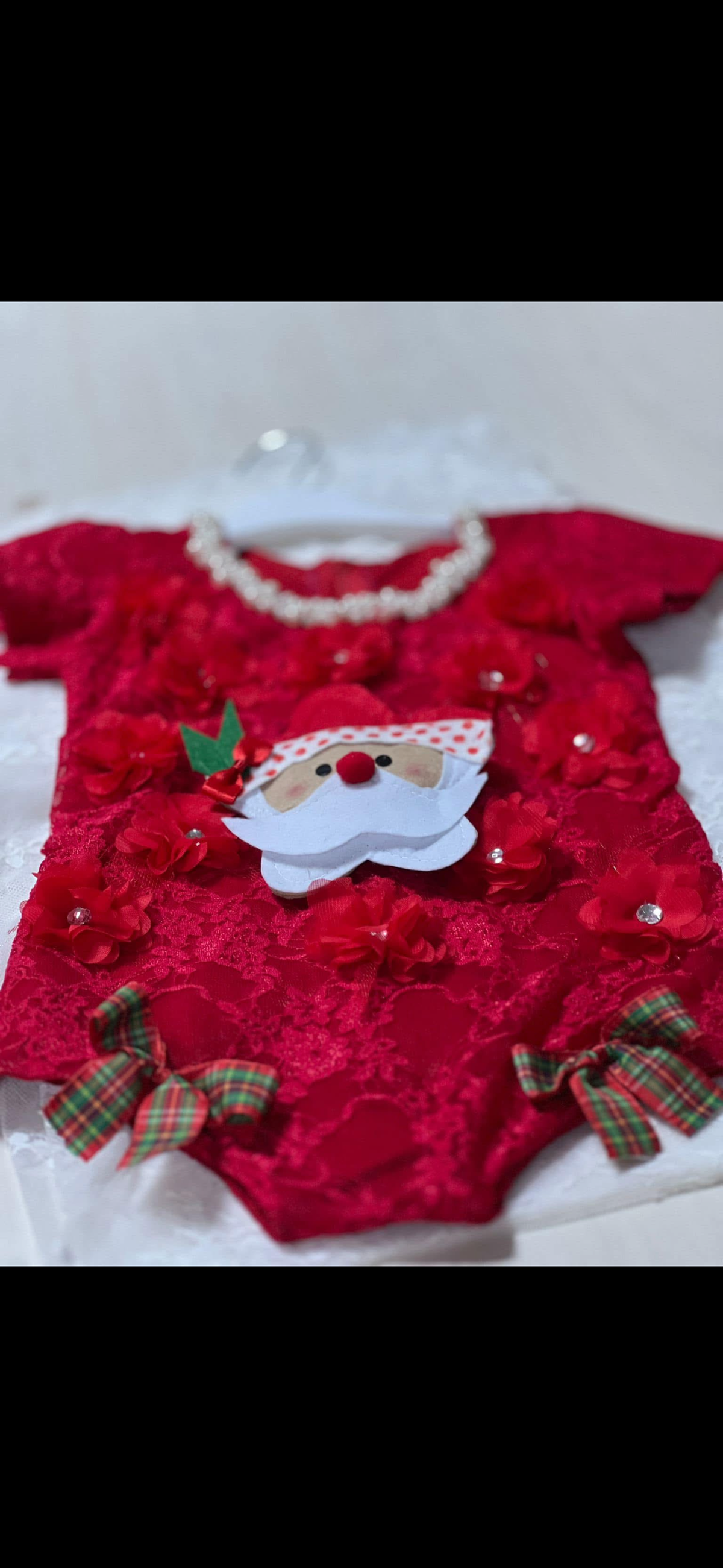 Holiday red lace romper