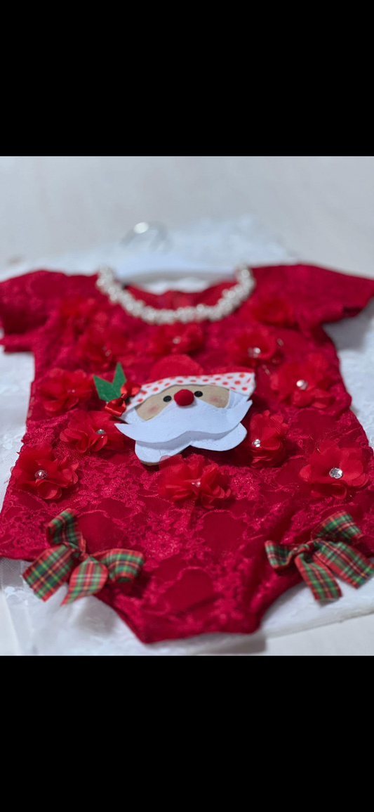 Holiday red lace romper