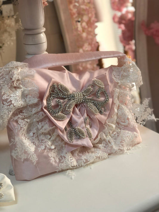 Pink silk diaper bag