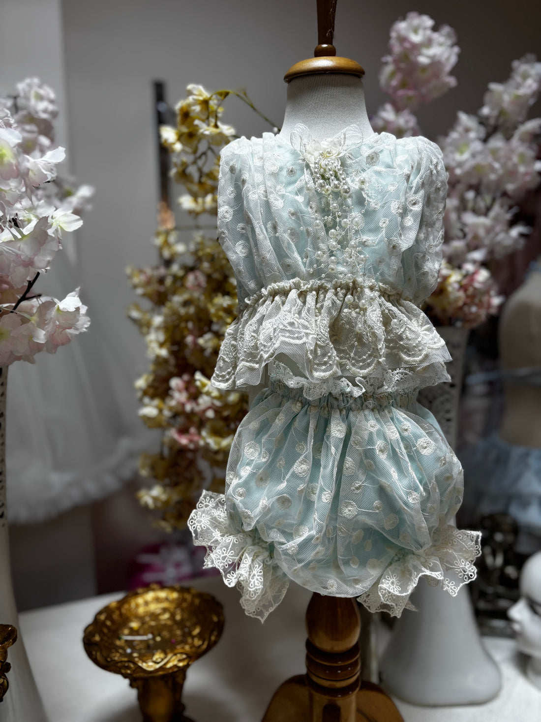 coton lace fabric girl two pieces outfıt