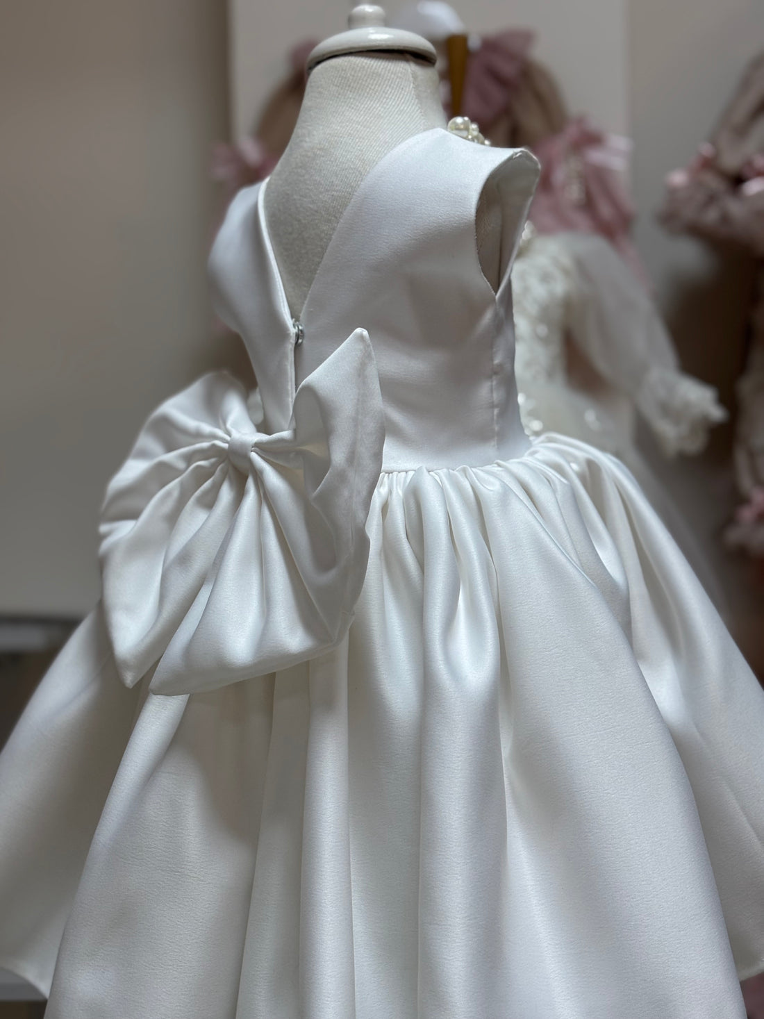 Cream satin fabric dress