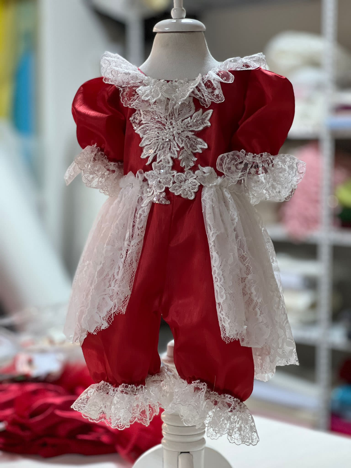 Red holiday jumpsuit