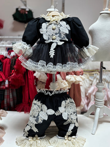 Black Coton fabric Blouse And Pants