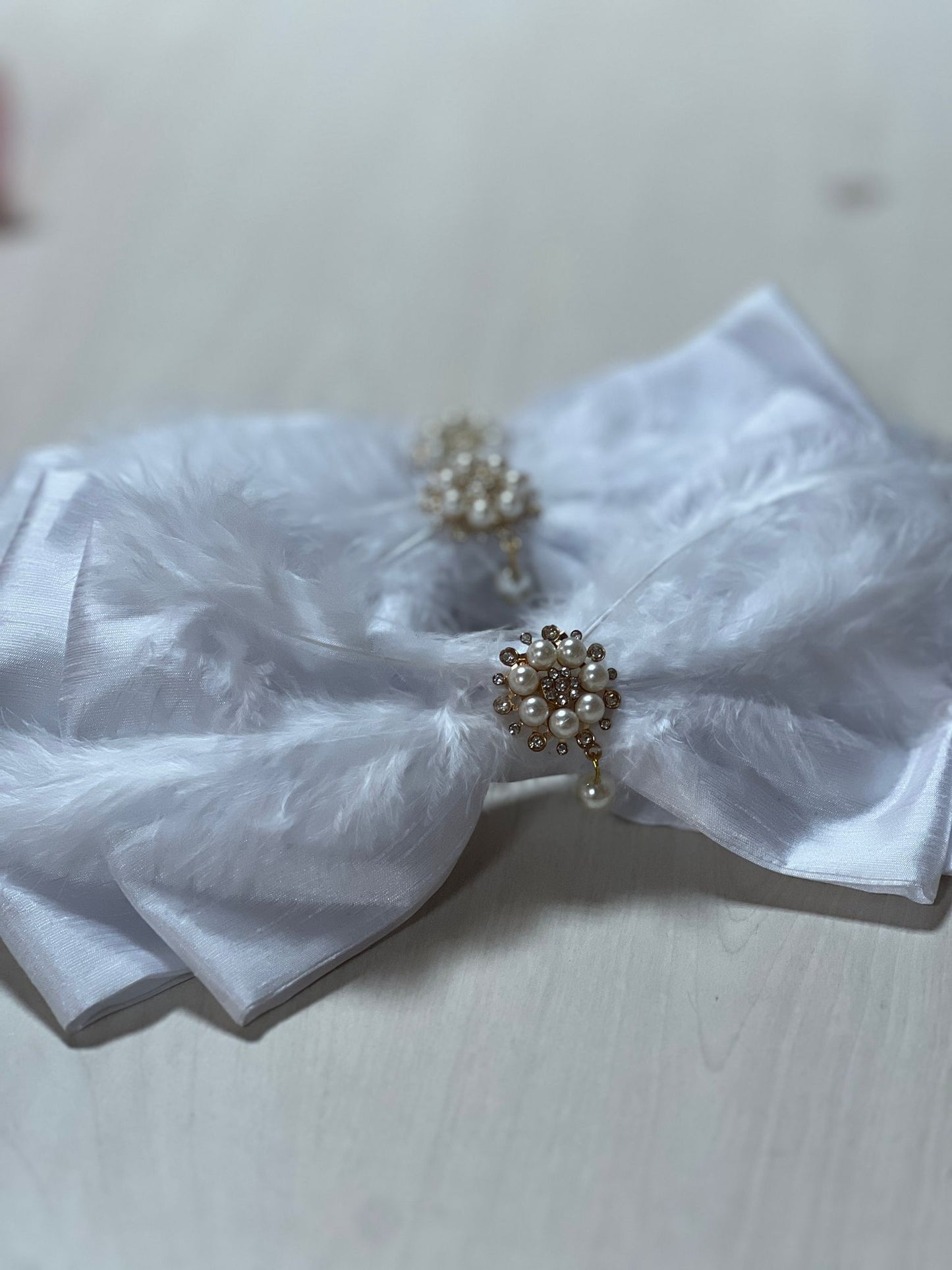 White Silk Fabric Baby Girl HairClips 10 inc