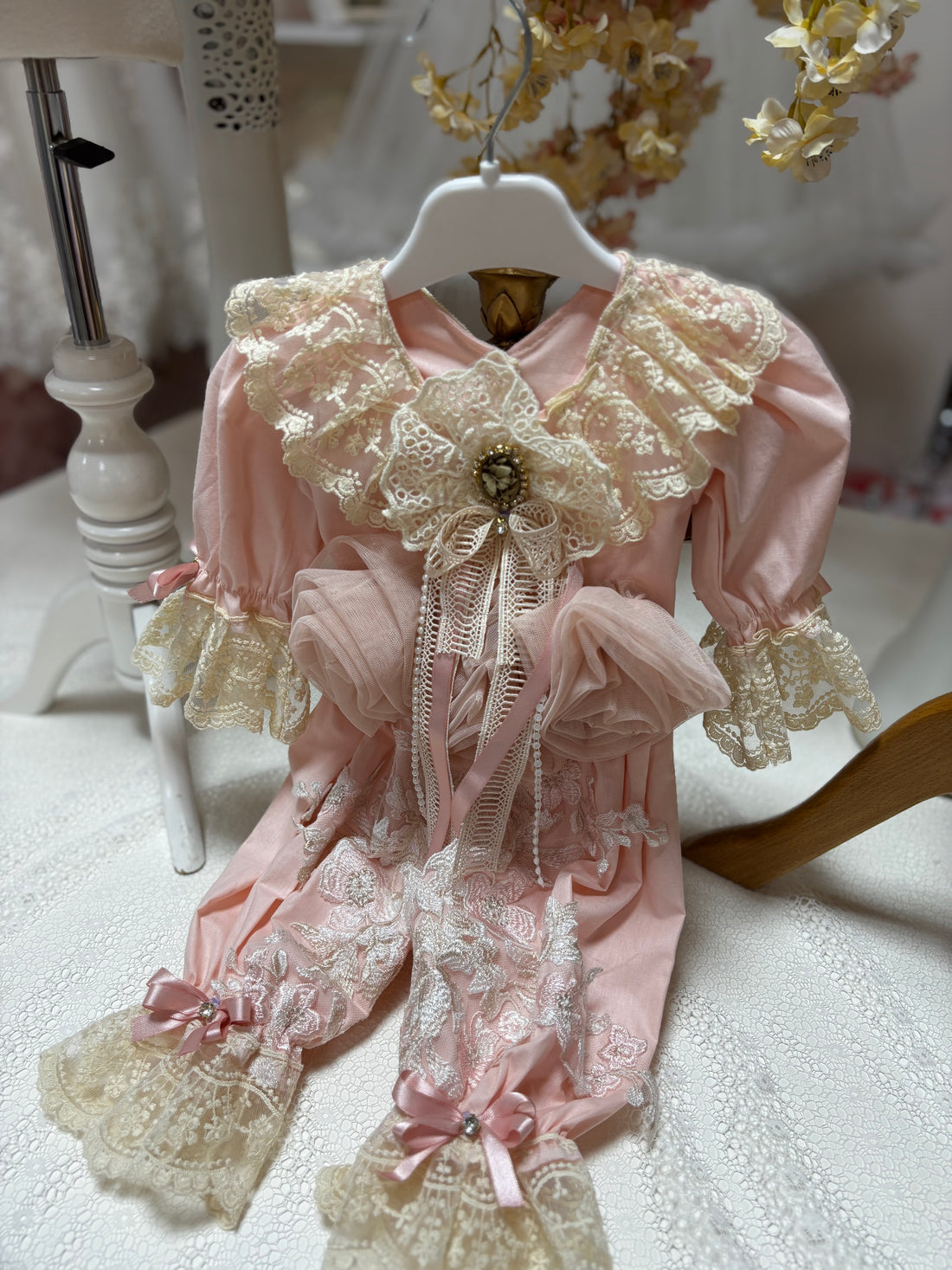Pink flowers coton baby jumpsuit