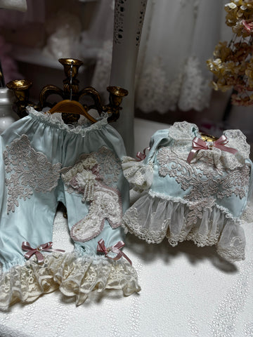 mint  coton fabric baby two pieces outfıt
