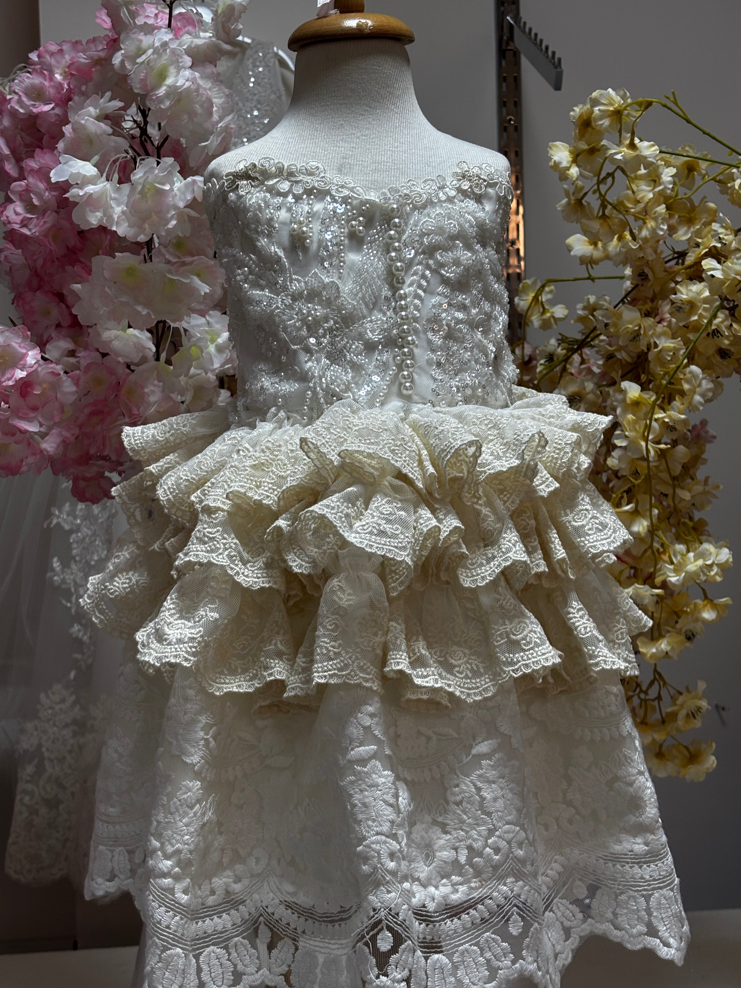 pearl lace fabric girl amazin dress 24m