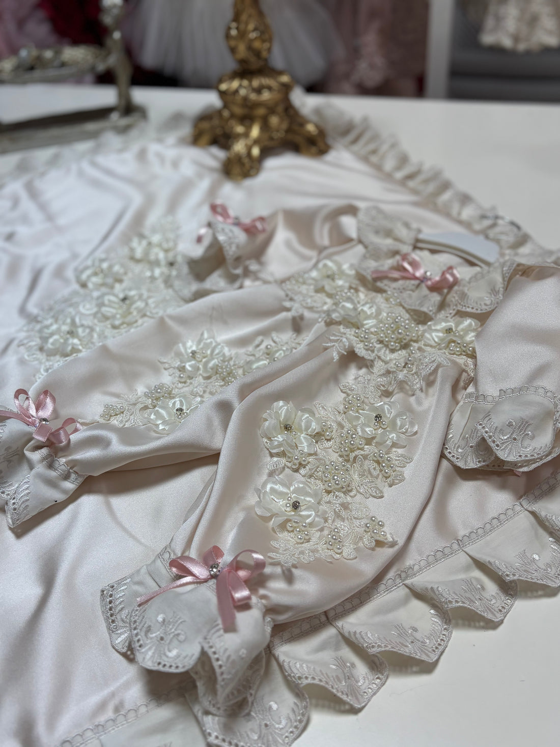 Baby Satin Fabric Jumpsuit And Blankent