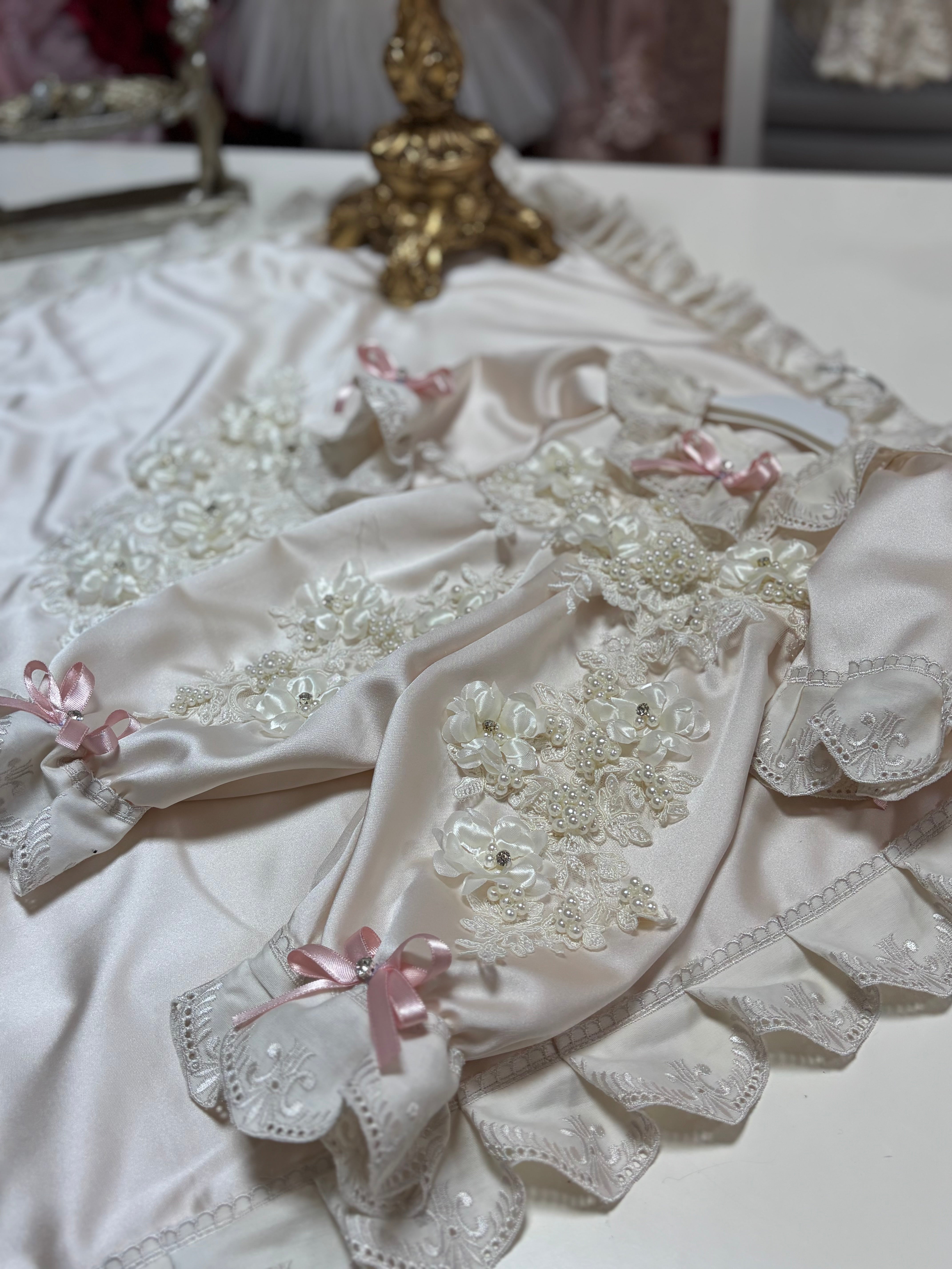 Baby Satin Fabric Jumpsuit And Blankent