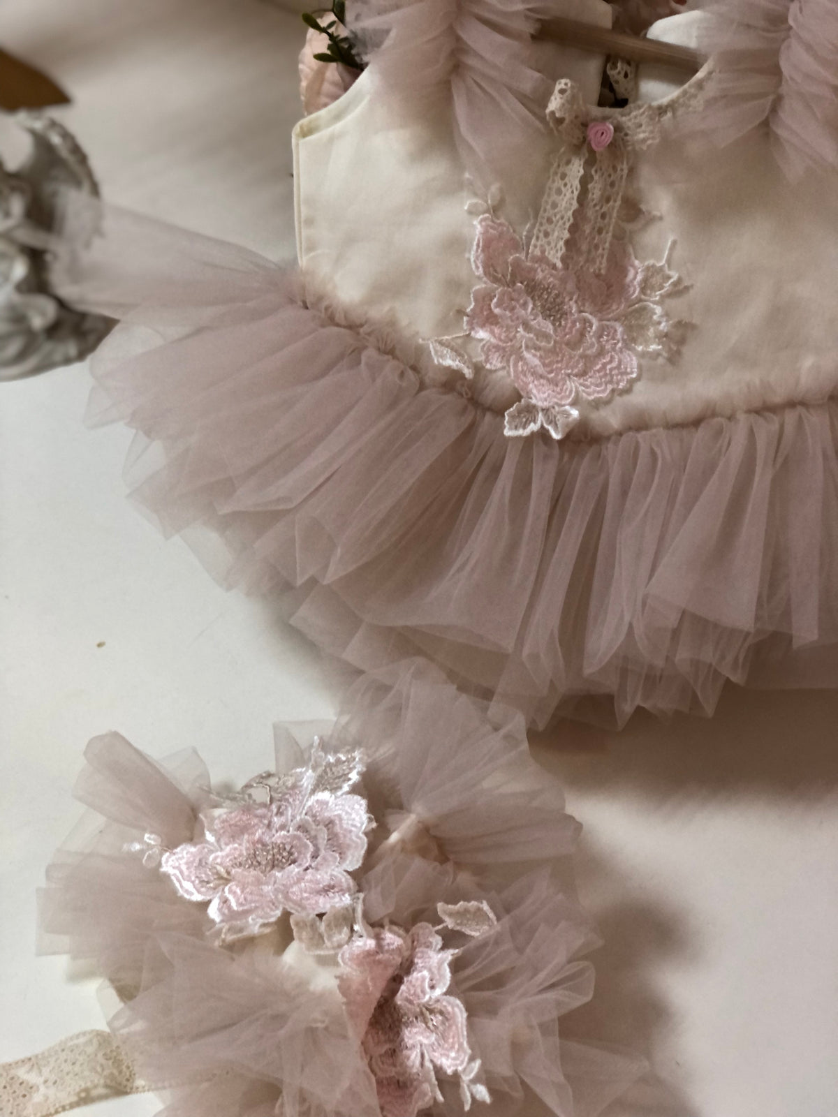 Cream tulle romper and hairband