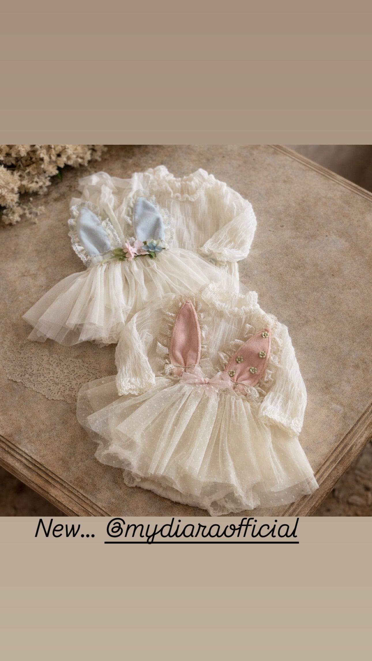 Bunny Skirt And Romper Baby Girl Tulle Lace Fabric And Bunny Hair Band