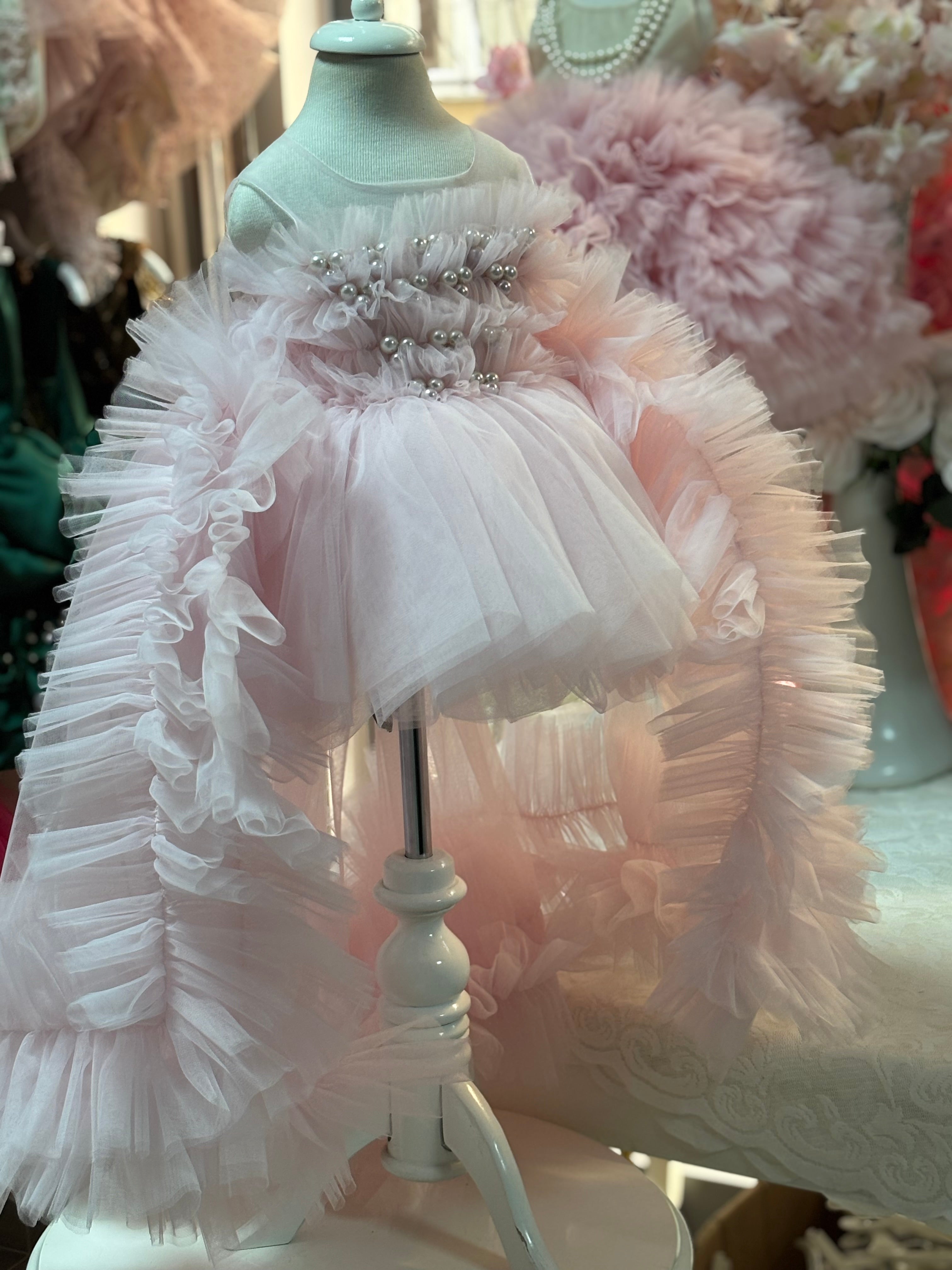 Pink pear long puffy dress
