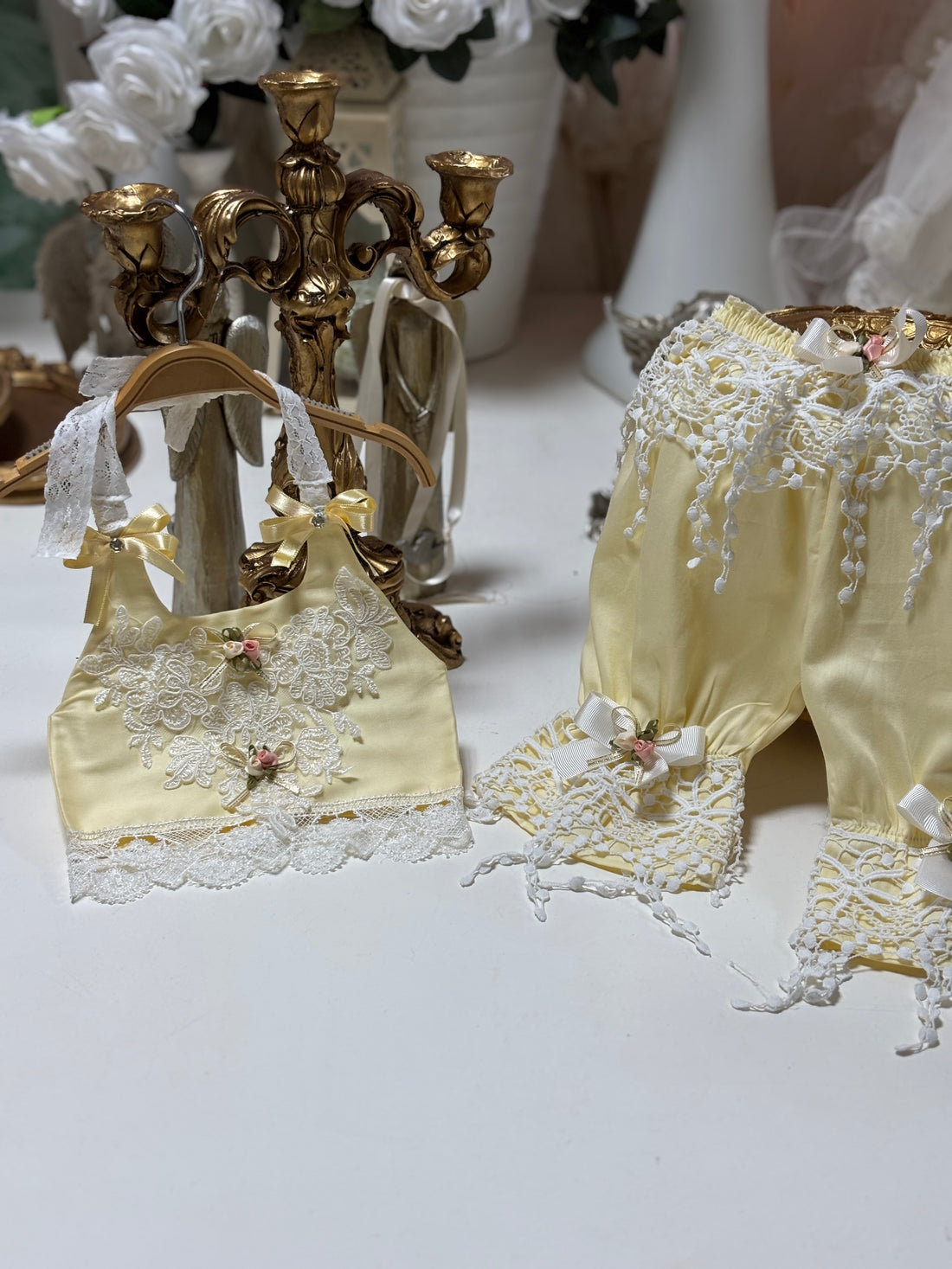 Yellow Baby Girl Coton Fabric Two Pieces Outfit