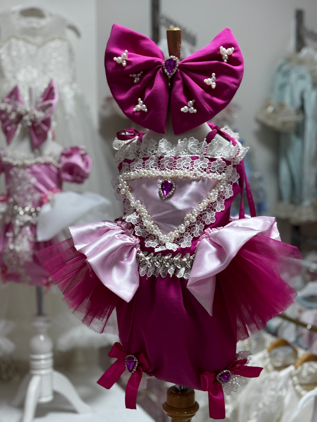 Hot pink baby girl toodler disney outfıt an hair bow