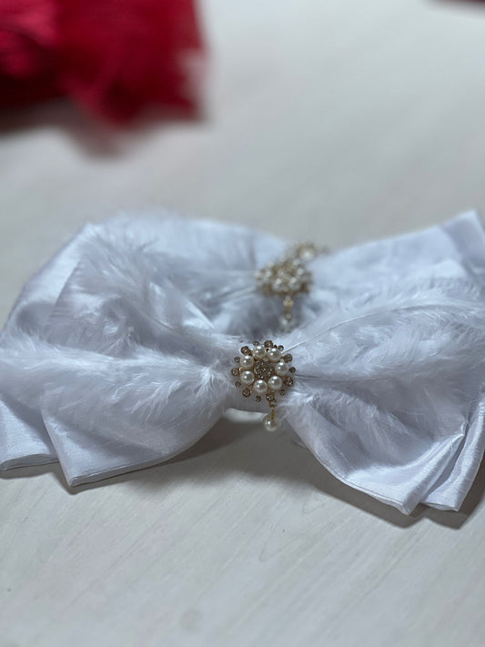 White Silk Fabric Baby Girl HairClips 10 inc