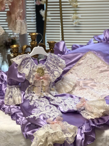 Lilac Baby Newborn Infant Jumpsuit Bonnet And Blankent Set