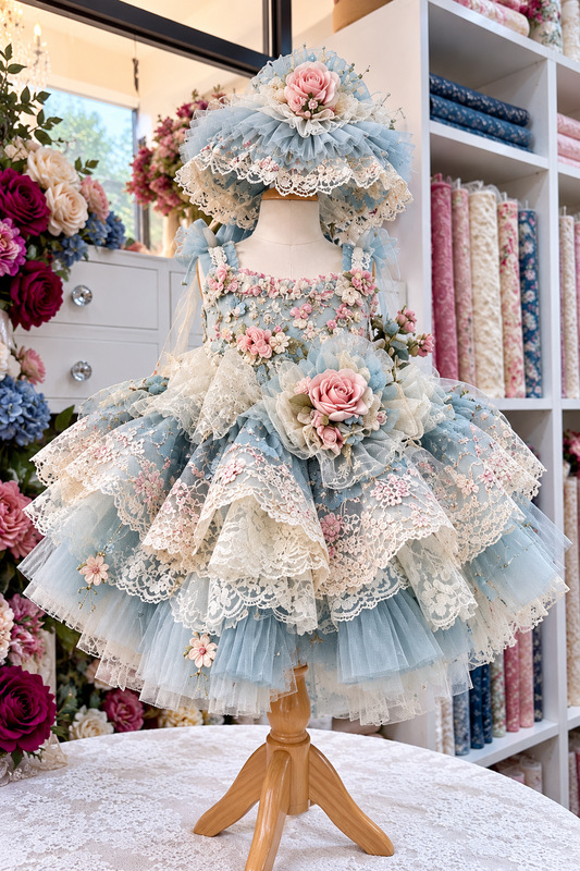 Amazing tıffany blue girl dresses and bonnet