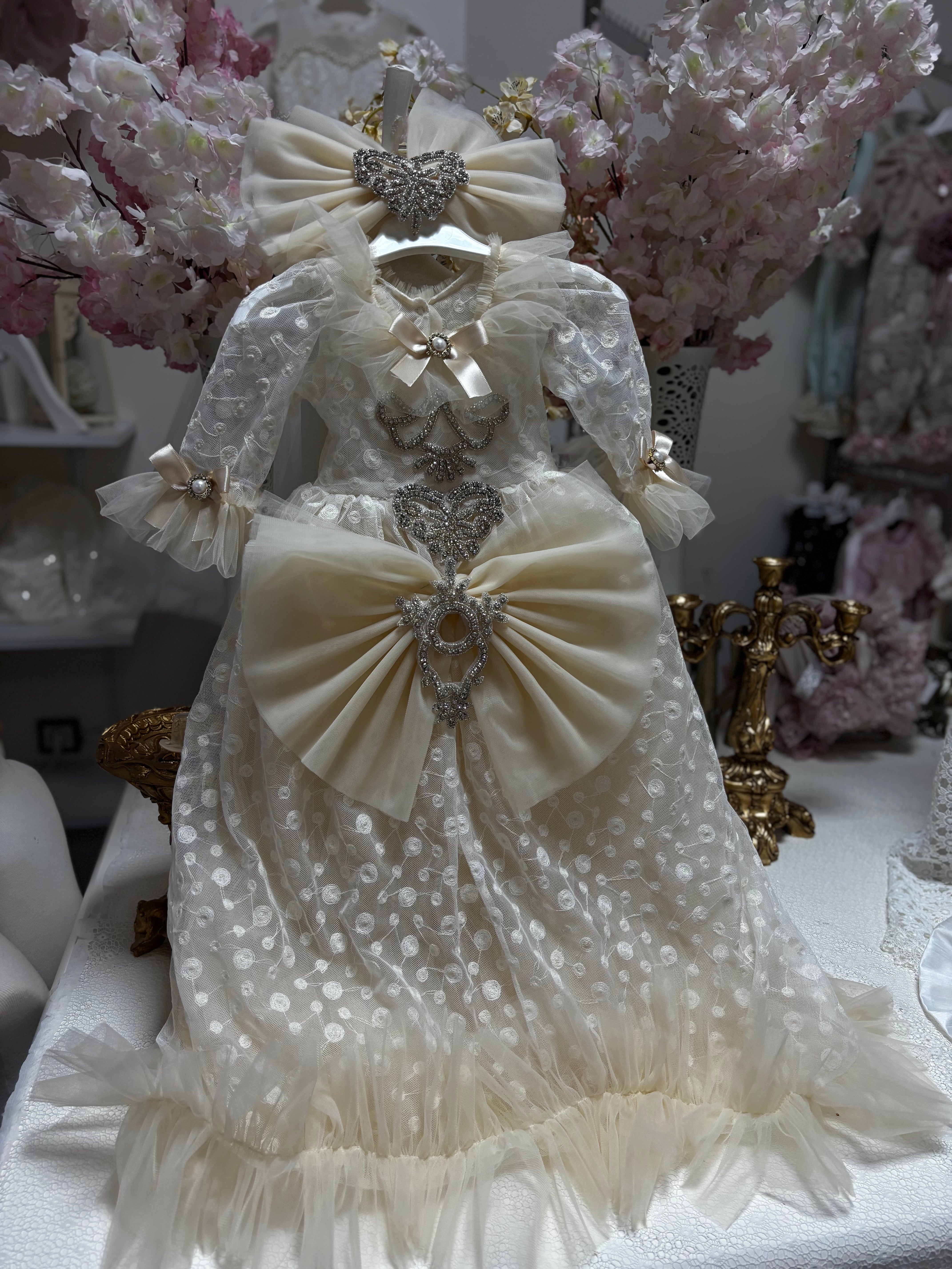 Lace baby gown and hair bow