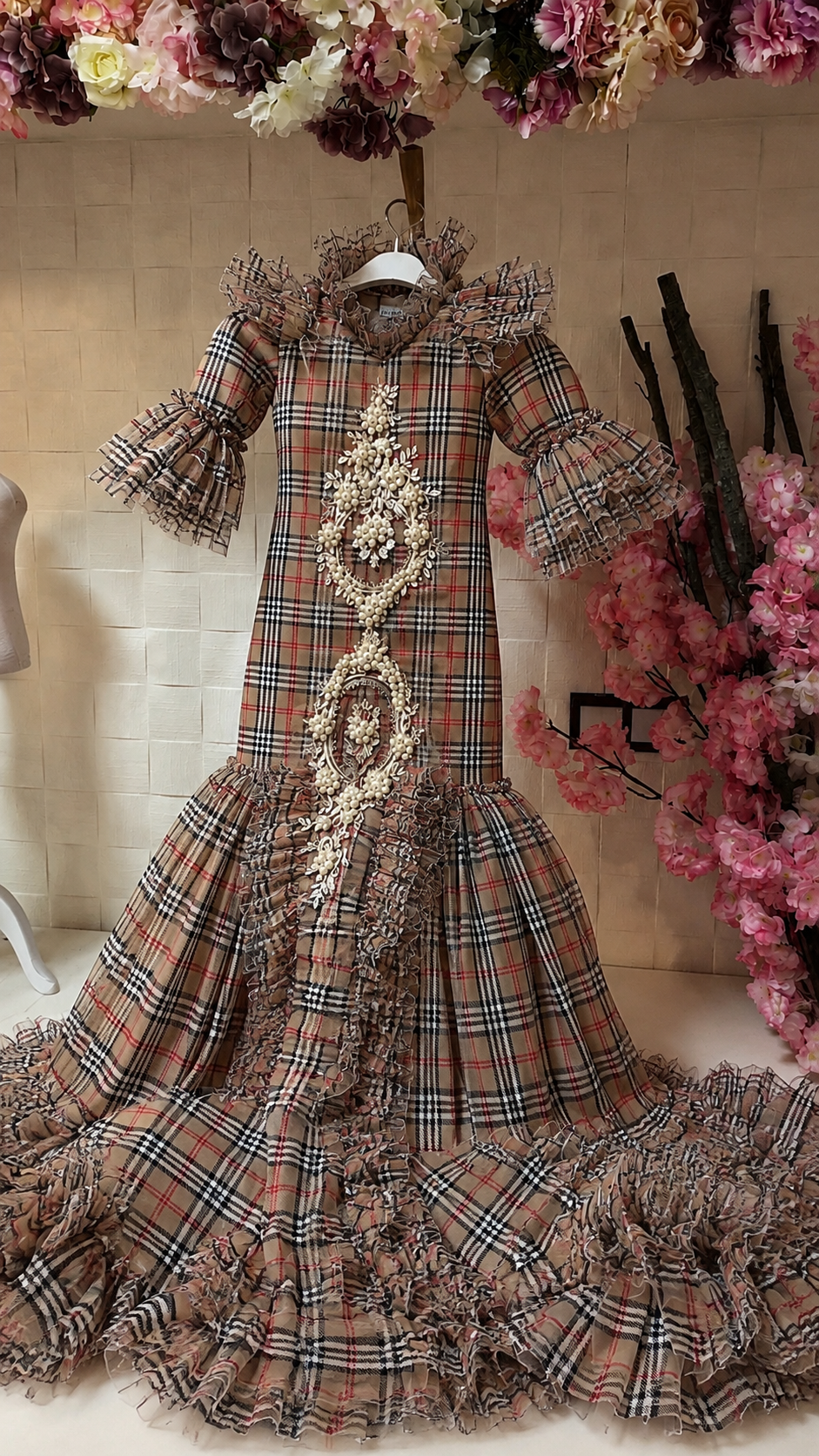Plain fabric long baby gown
