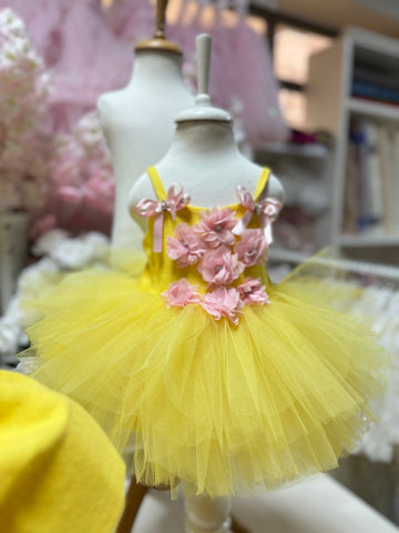 Yellow tutu Dresses Baby Girl Coton Fabric