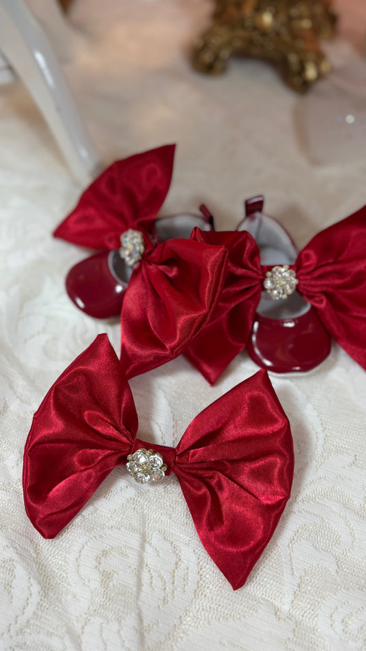 Baby red hair bow and shoes