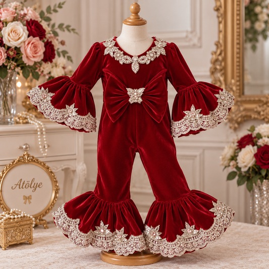 Red velvet baby jumpsuit
