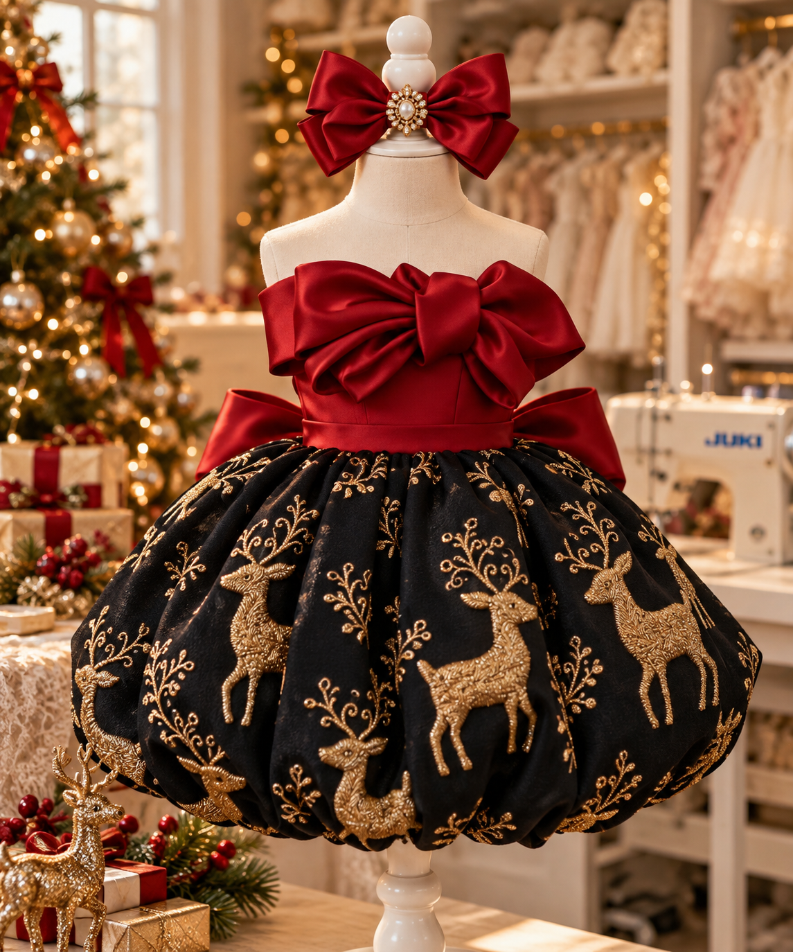 Christmas deer girl dresses