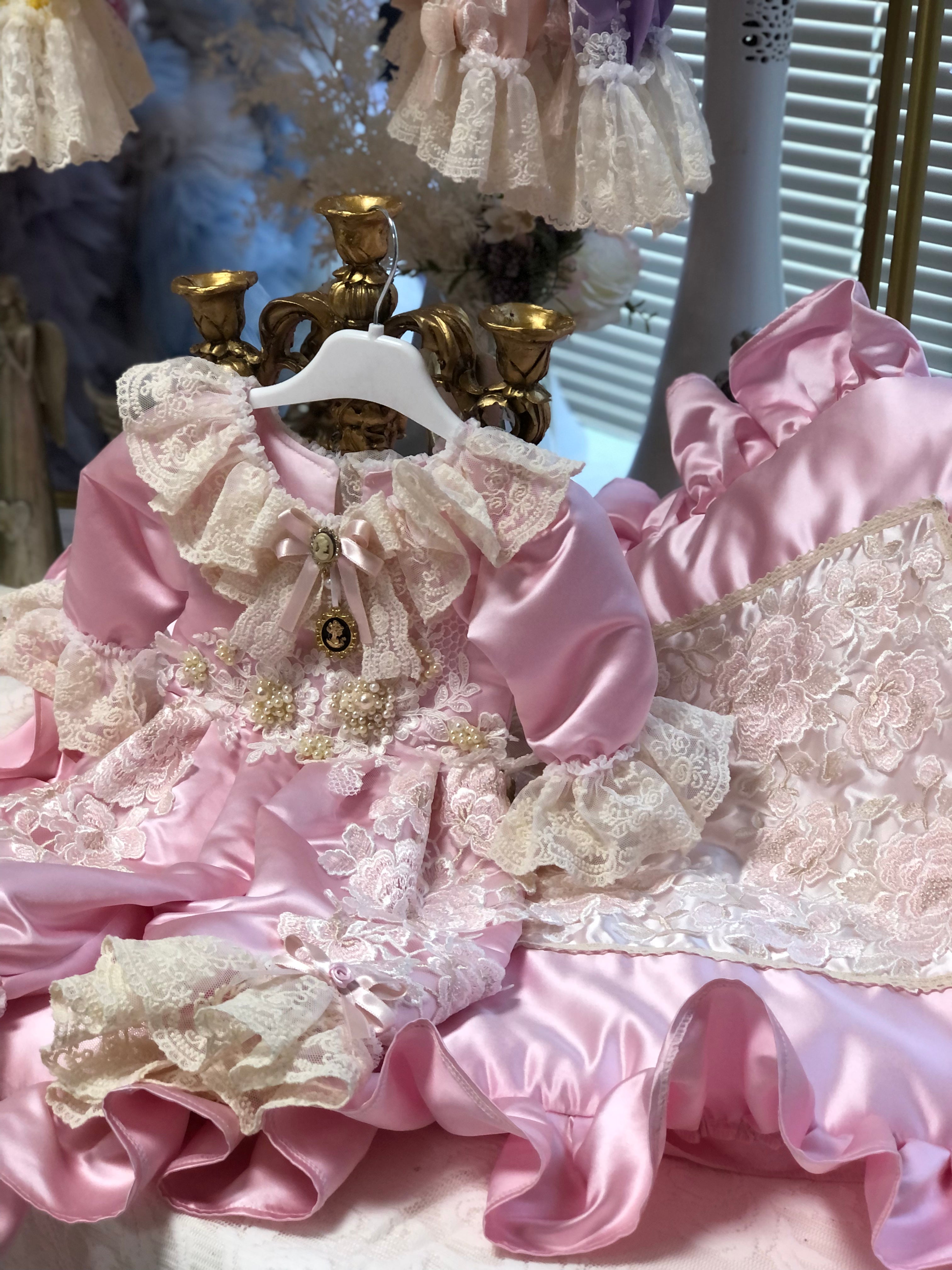 Pink Baby Infant Satin Fabric Blanken Jumpsuit And Bonnet