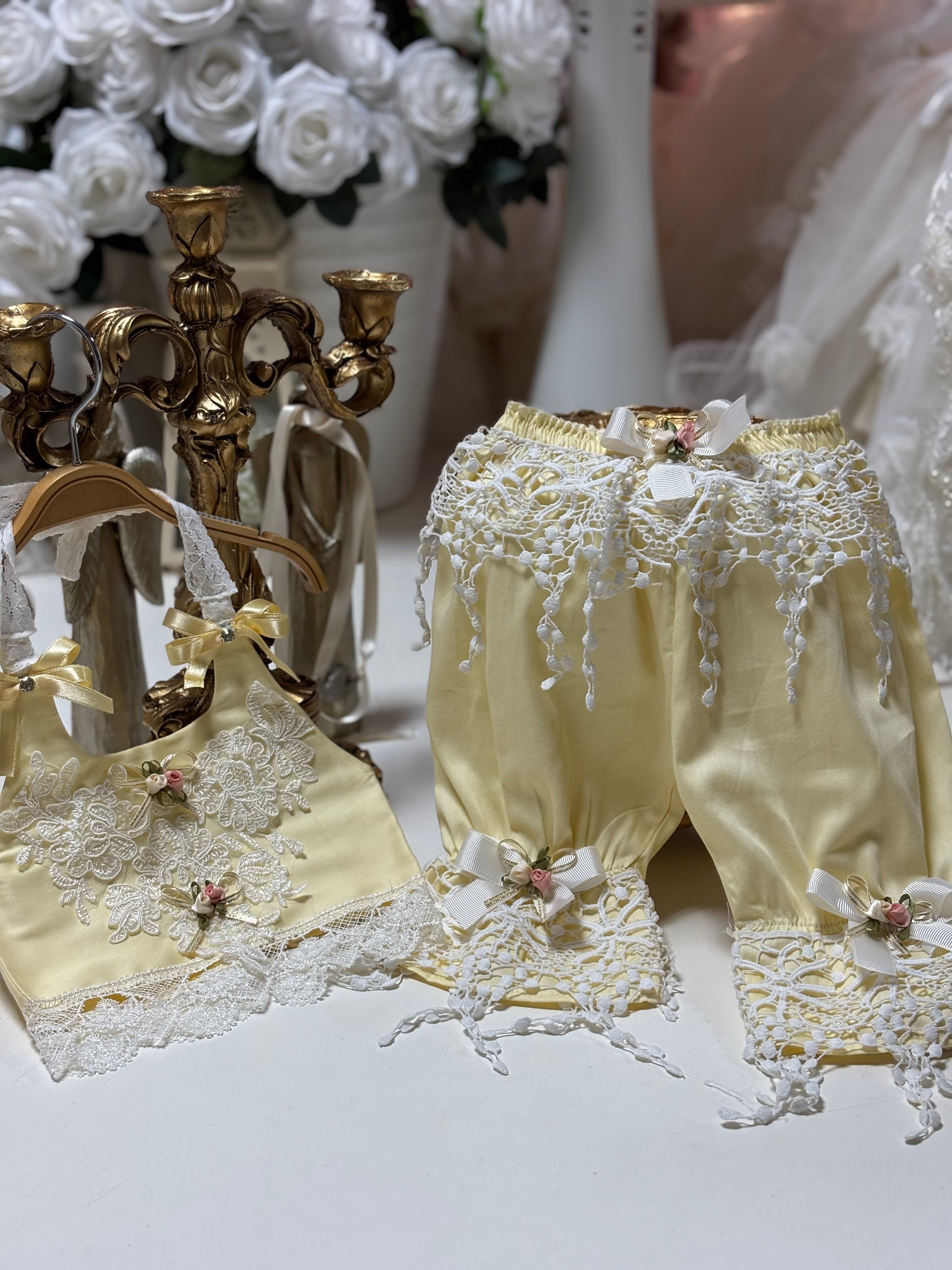 Yellow Baby Girl Coton Fabric Two Pieces Outfit