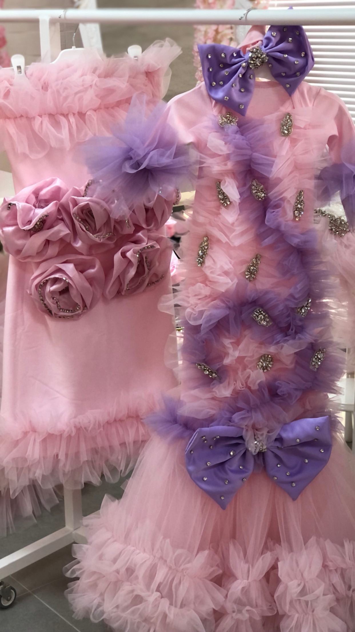 Pink and  Lilac Baby Gown Bonnet And Blankent Set