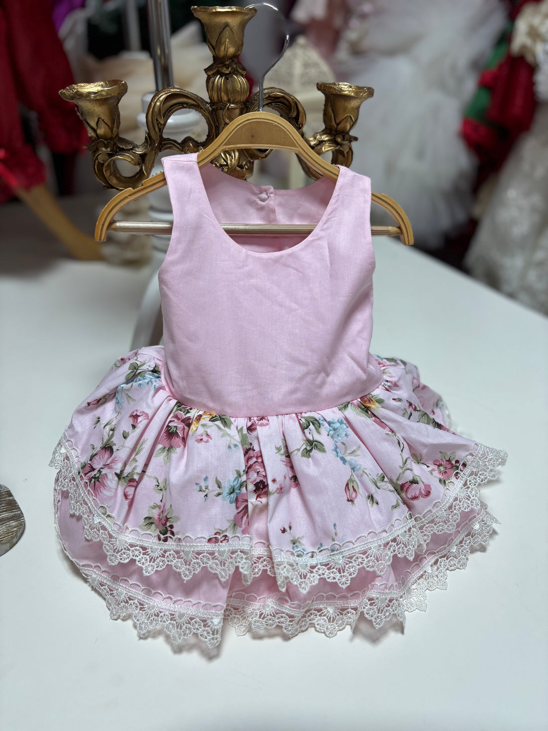 Pink Flowers Short Dresses