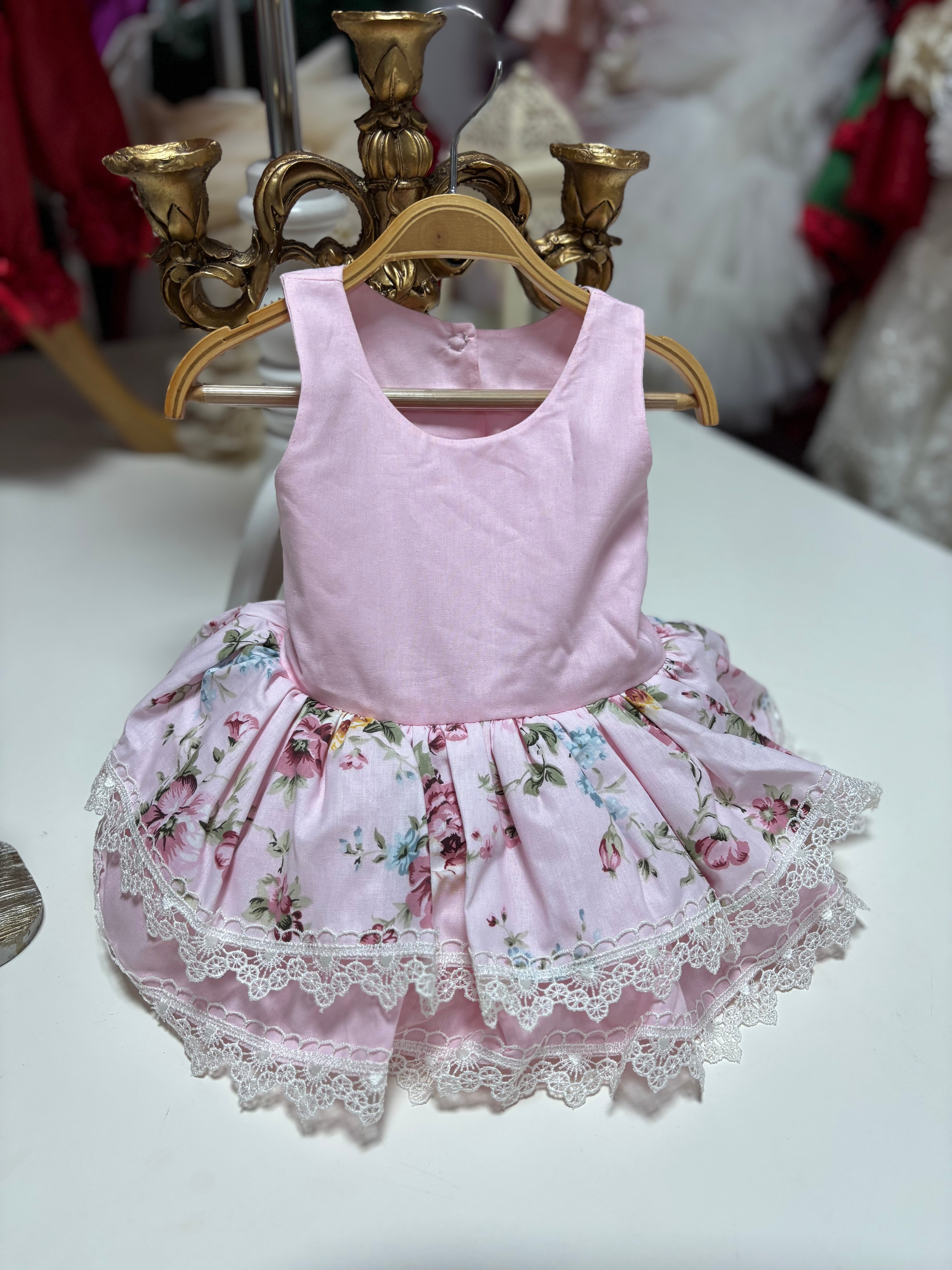 Pink Flowers Short Dresses